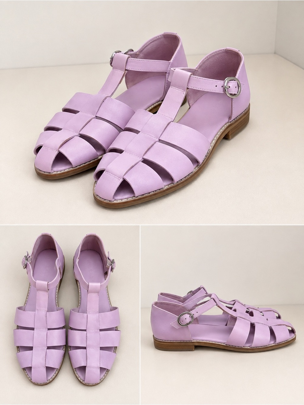 Anthropologie Lavender Fisherman T-Strap Sandals